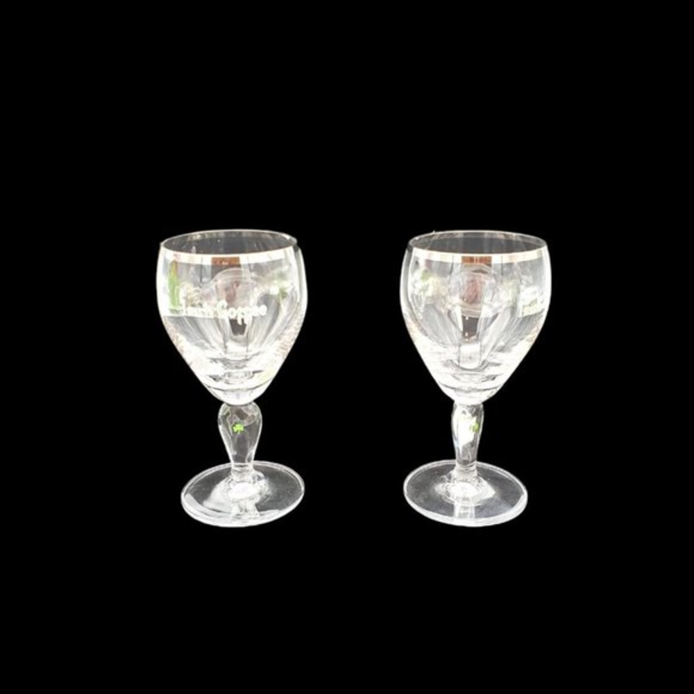 IRISH COFFEE Stemware Footed ‎ Wine Glass Shamrock In Stem  Crystal Set 2